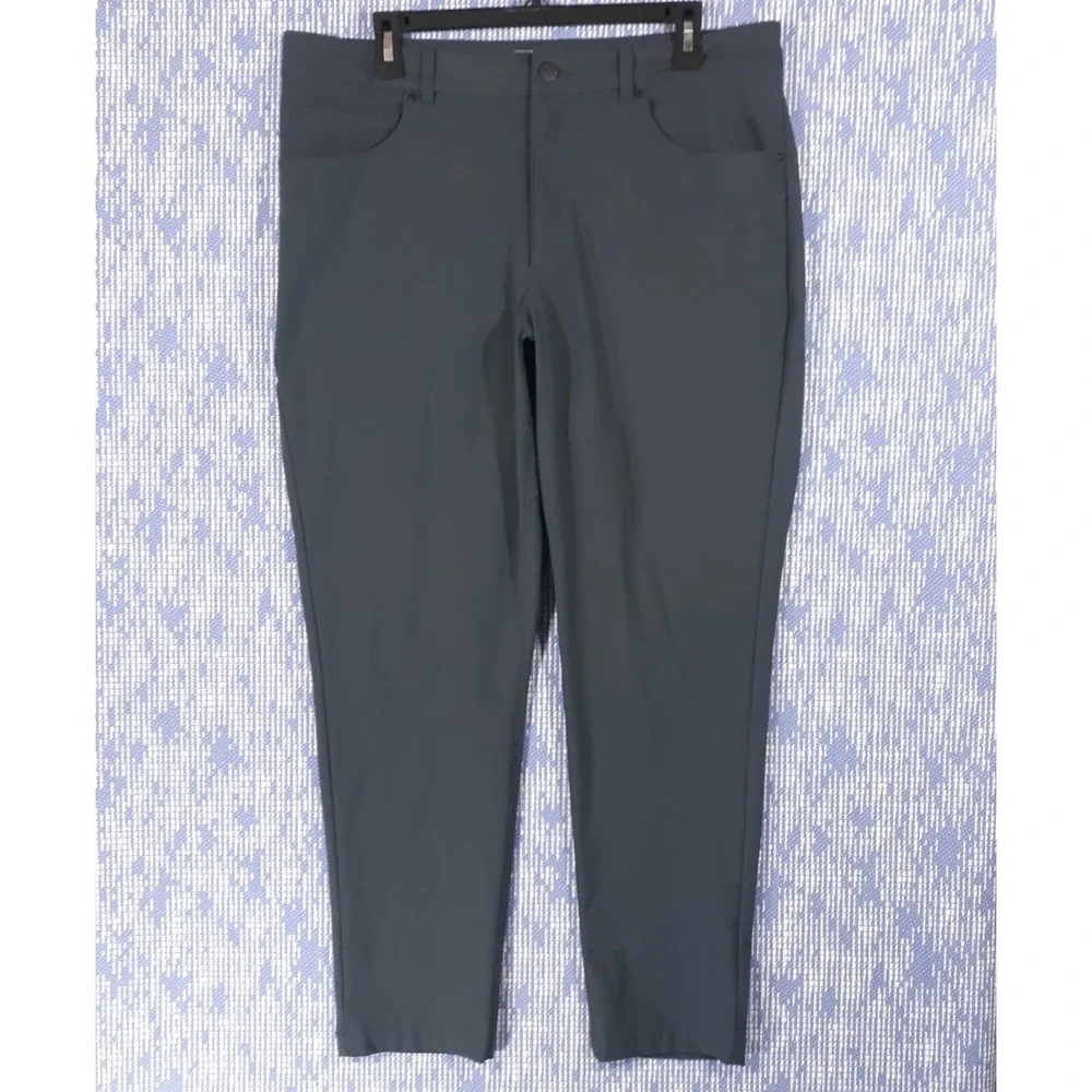 VRST Chino Pants Mens 36 x 30 Slim Fit Flat Front Performance Gray Blue
